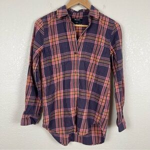 Madewell Classic Plaid Long Sleeve Button Front Shirt Size XXS Women